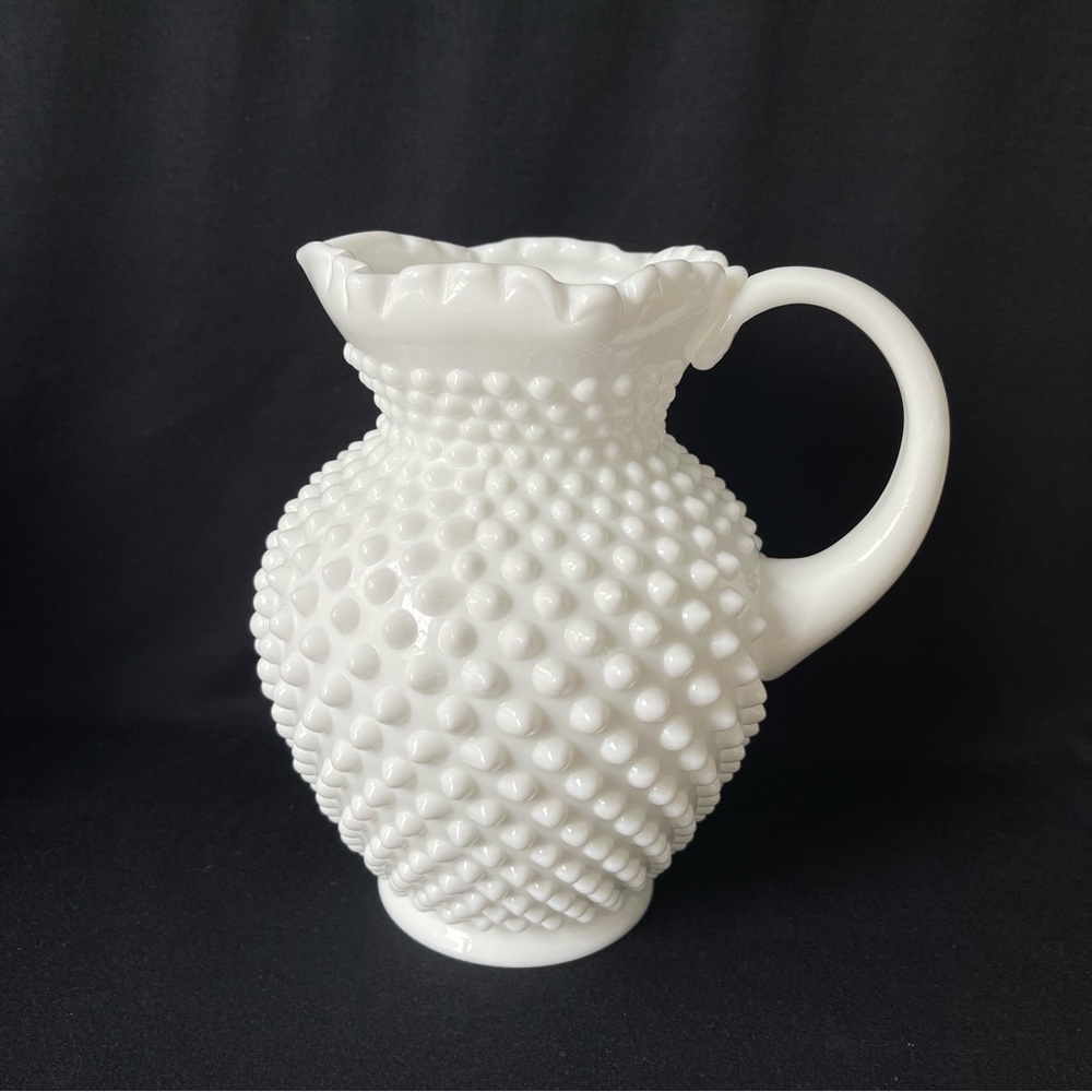 Pitcher - Fenton Hobnail Milk Glass - Vintage